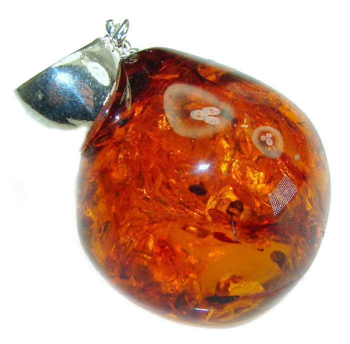 Honay Drop authentic Baltic Amber .925 Sterling Silver handmade Pendant