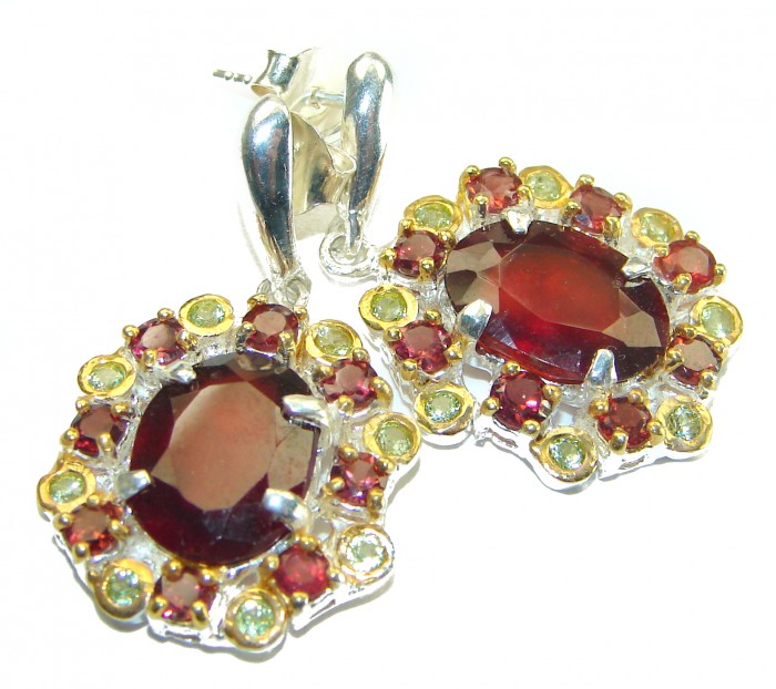 Born to Glam authentic 8.5 carat Ruby 2 tones .925 Sterling Silver handcrafted earrings
