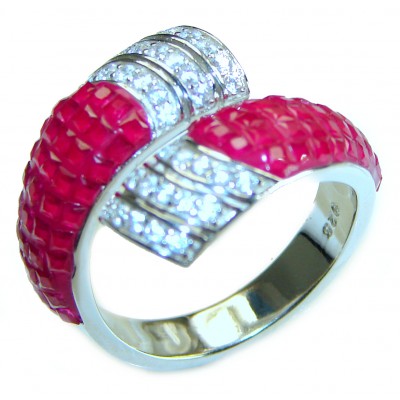 Spectacular authentic Ruby .925 Sterling Silver handmade Ring size 7 1/2
