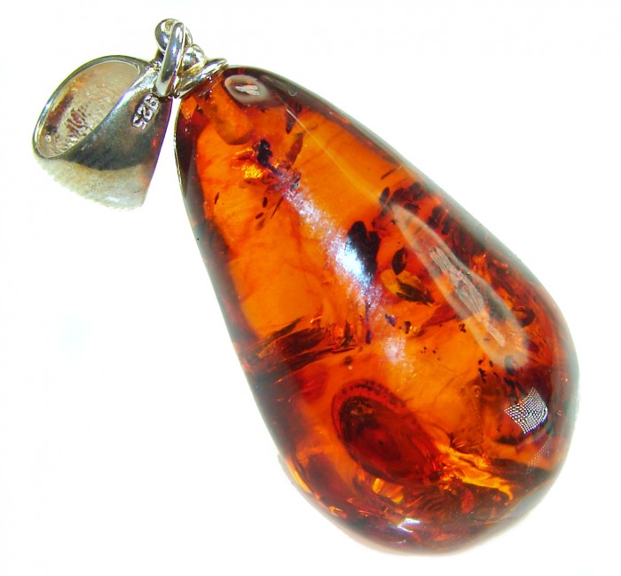 Honay Drop authentic Baltic Amber .925 Sterling Silver handmade Pendant