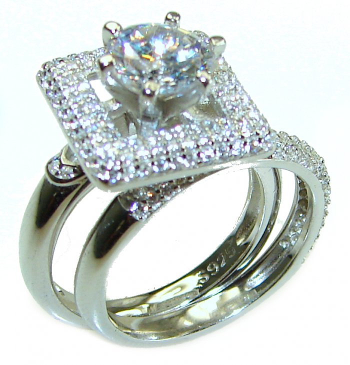 Spectacular 4.5 carat White Topaz .925 Sterling Silver stack up ring size 7 - video