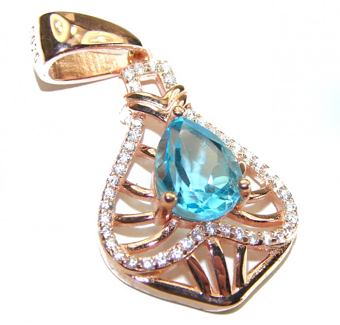 Gabriella 2.3 carat Swiss Blue Topaz 14K Gold over .925 Sterling Silver handmade Pendant
