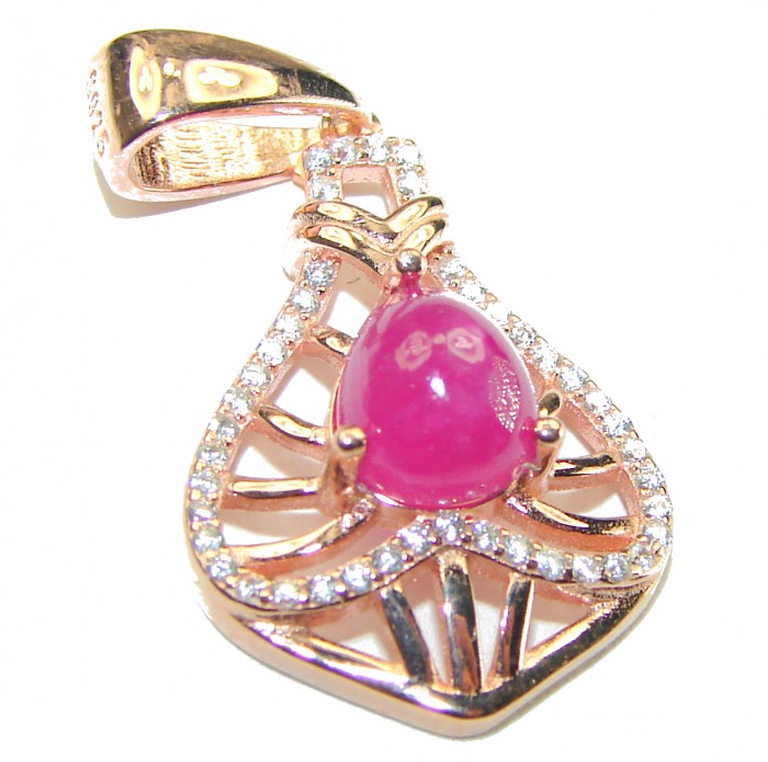 Excellent quality 3.6 Ruby 14K Rose Gold over .925 Sterling Silver handmade Pendant