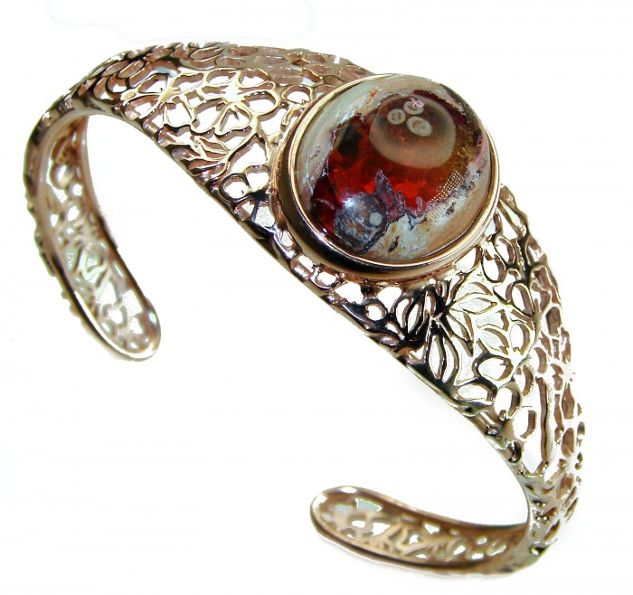 Dolce Vita Authentic 28.5 carat Mexican Opal handmade 14K Rose Gold over .925 Sterling Silver Bracelet / Cuff