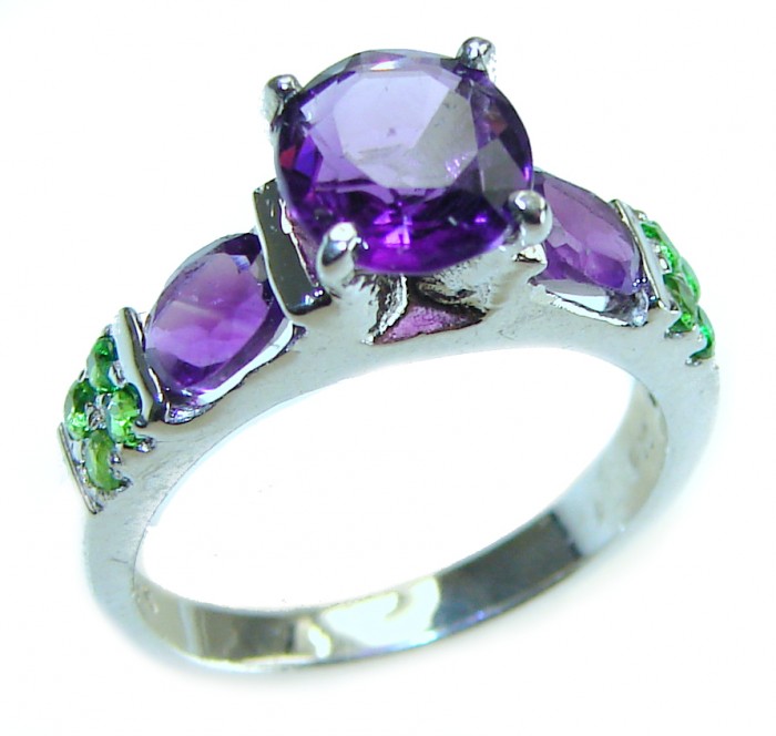Stephani 0.9 carat African Amethyst Sapphire .925 Sterling Silver Handcrafted Ring size 5