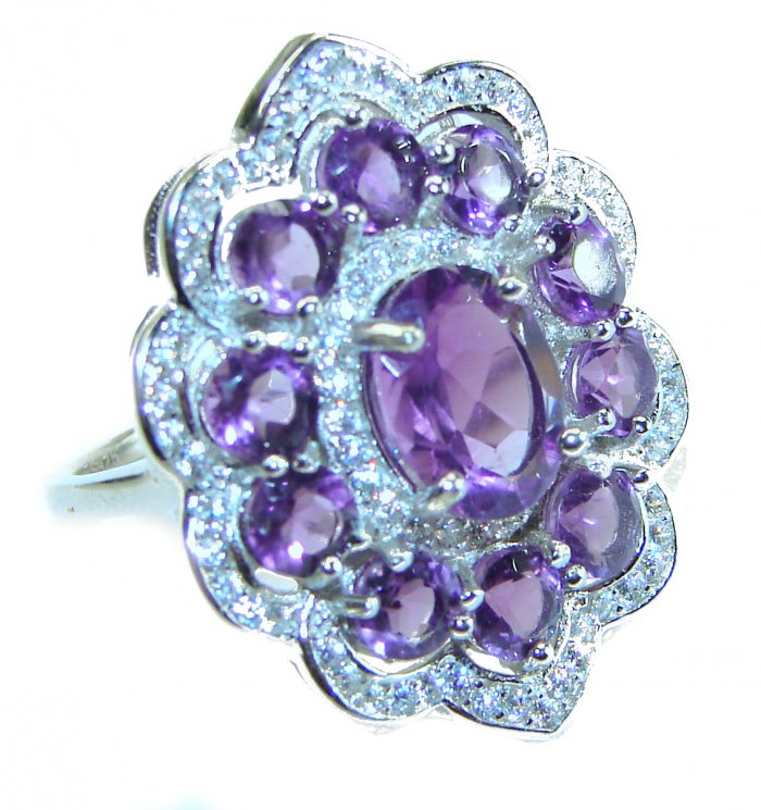 Blooming Love 11.8 carat Amethyst .925 Sterling Silver Handcrafted Ring size 6 1/4 - video