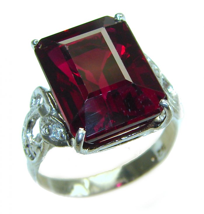 My Love - Red Brilliance 11.5 carat Red Topaz .925 Silver handcrafted Cocktail Ring s. 7 - video