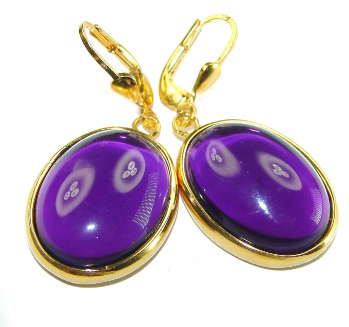 Purple Beauty authentic 26.5 carat Amethyst 14K Gold over .925 Sterling Silver handcrafted earrings