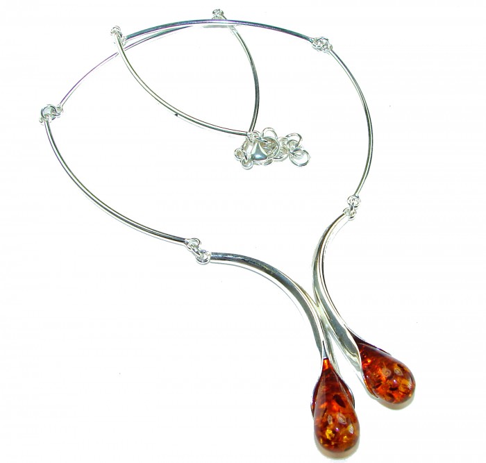 Elegant Natural Baltic Amber .925 Sterling Silver handcrafted necklace