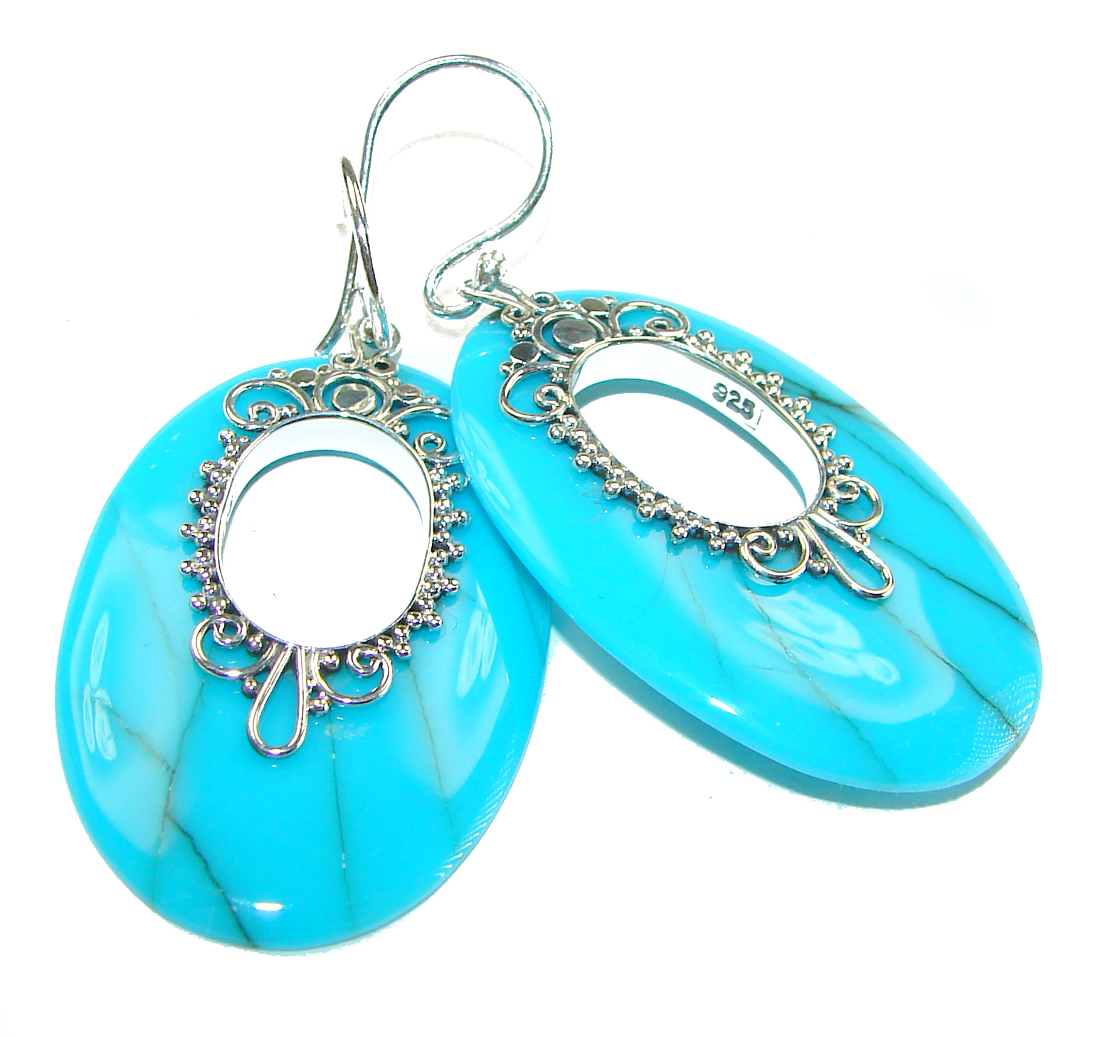 Pearl & Turquoise Sterling Silver Earrings plated in Rhodium main image 0