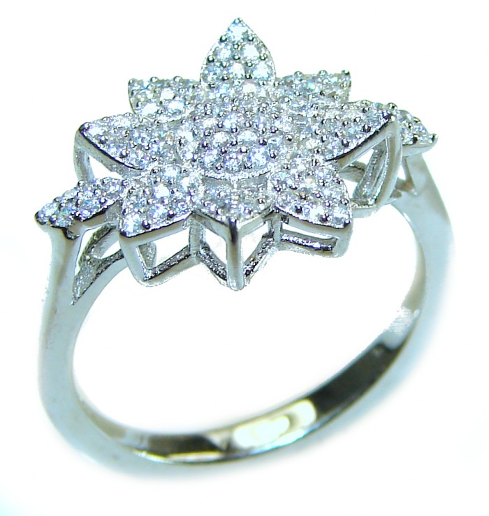 Dazzling Star Exclusive White Topaz .925 Sterling Silver handcrafted ring size 7 1/4