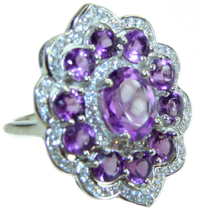 Blooming Love 11.8 carat Amethyst .925 Sterling Silver Handcrafted Ring size 7
