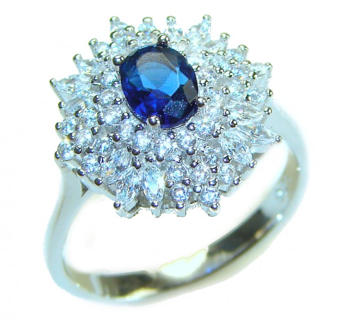 Luxurious 2.1 carat Sapphire .925 Sterling Silver handcrafted Ring size 9 - video