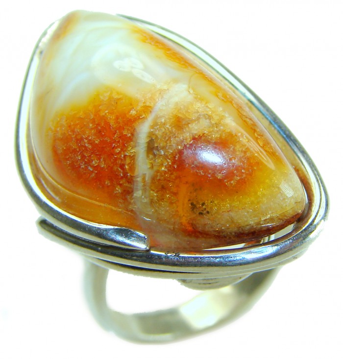 Carmel-by-the-Sea Authentic Butterscotch Baltic Sea Amber .925 Sterling Silver handcrafted ring; s. 7 adjustable