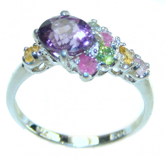 Stephani 0.9 carat African Amethyst Sapphire .925 Sterling Silver Handcrafted Ring size 6