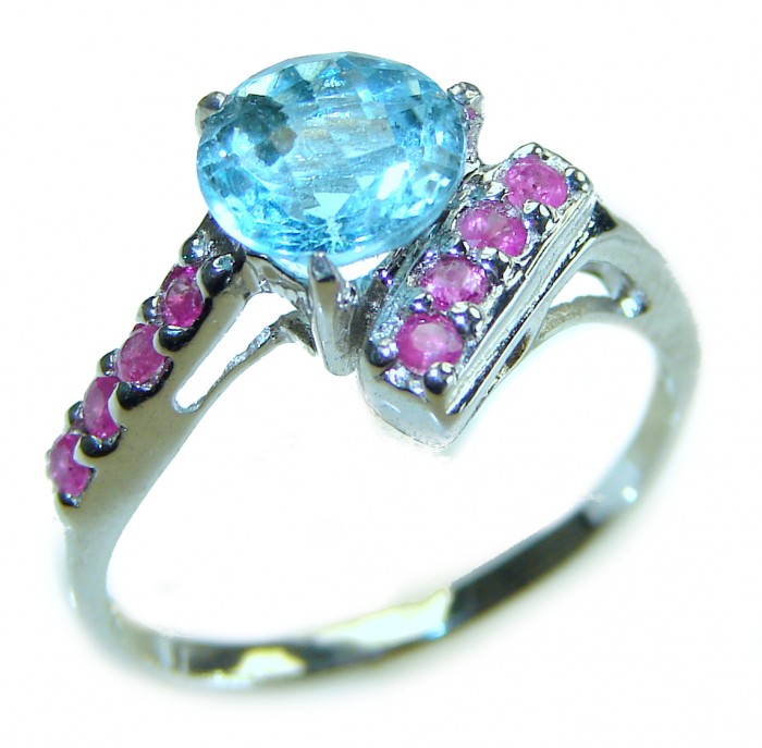 Ocean Drop 0.5 carat Swiss Blue Topaz .925 Sterling Silver handmade Ring size 6 1/4