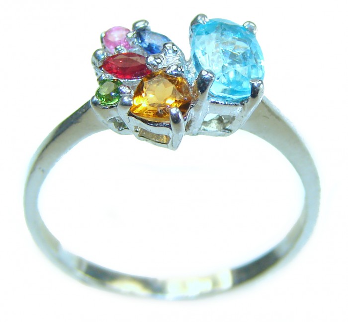 Ocean Drop 0.5 carat Swiss Blue Topaz .925 Sterling Silver handmade Ring size 8