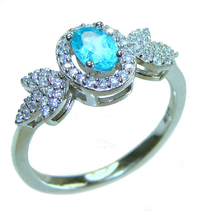 Ocean Drop 0.5 carat Swiss Blue Topaz .925 Sterling Silver handmade Ring size 7