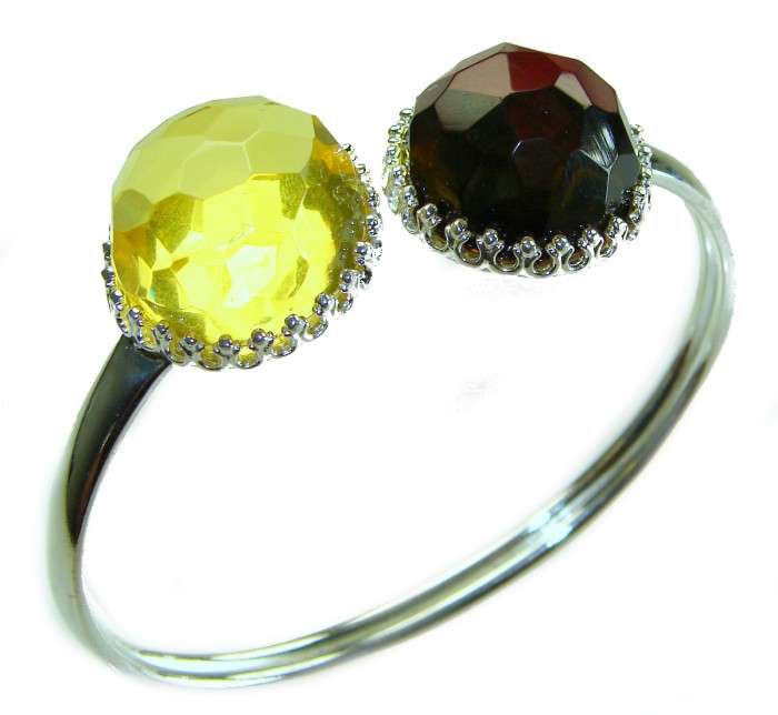 Luxurious Color-changing natural 19.9 carat faceted Baltic Amber .925 Sterling Silver handmade bangle Bracelet