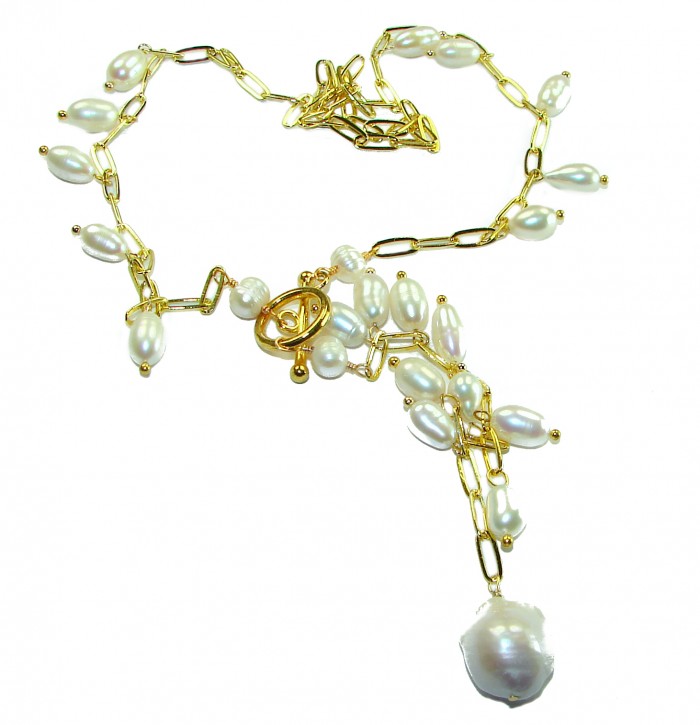 Precious Blister Pearl 14K Gold over .925 Sterling Silver Necklace