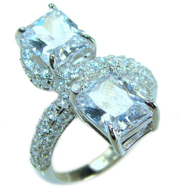 Exclusive 9.9 carat White Topaz .925 Sterling Silver handcrafted ring size 8
