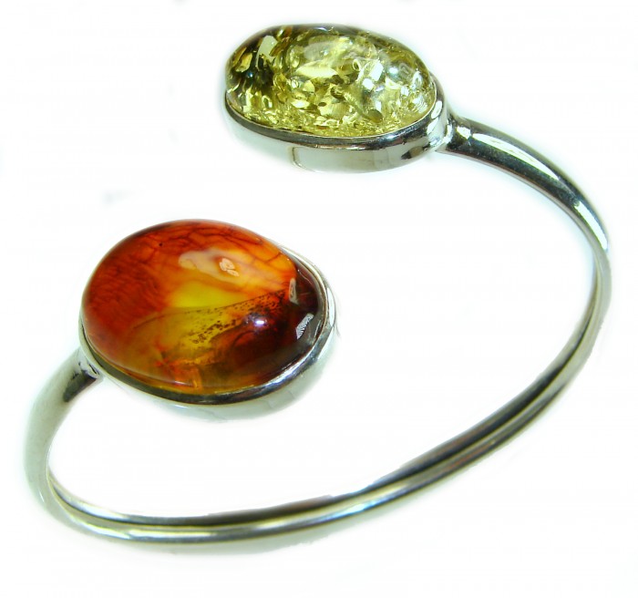 Vintage Design Genuine 20.5 carat Baltic Amber .925 Sterling Silver handmade Bracelet