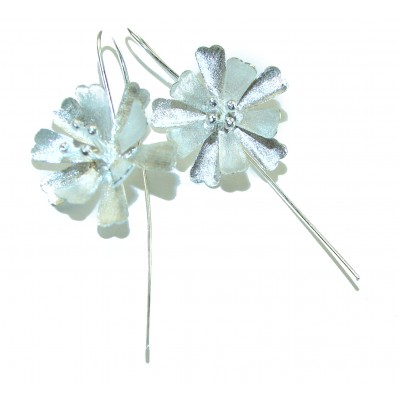 Silver Flowers Italy made .925 Sterling Silver Earrings