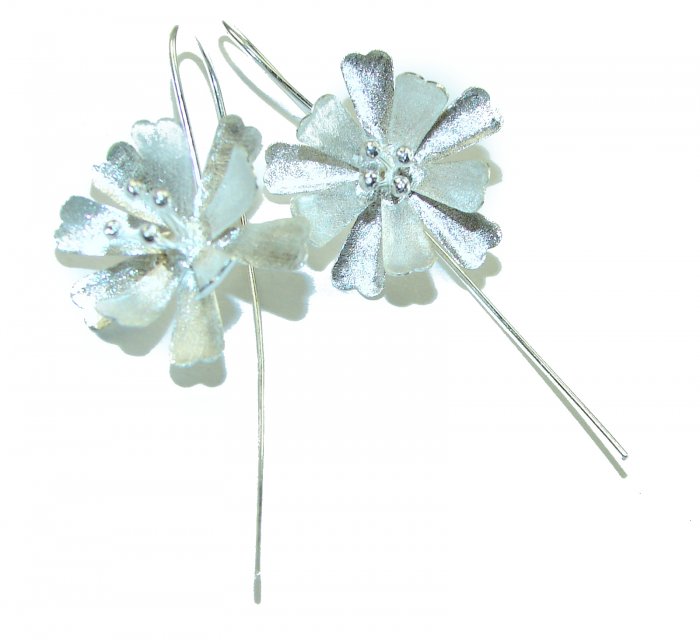 Silver Flowers Italy made .925 Sterling Silver Earrings - video