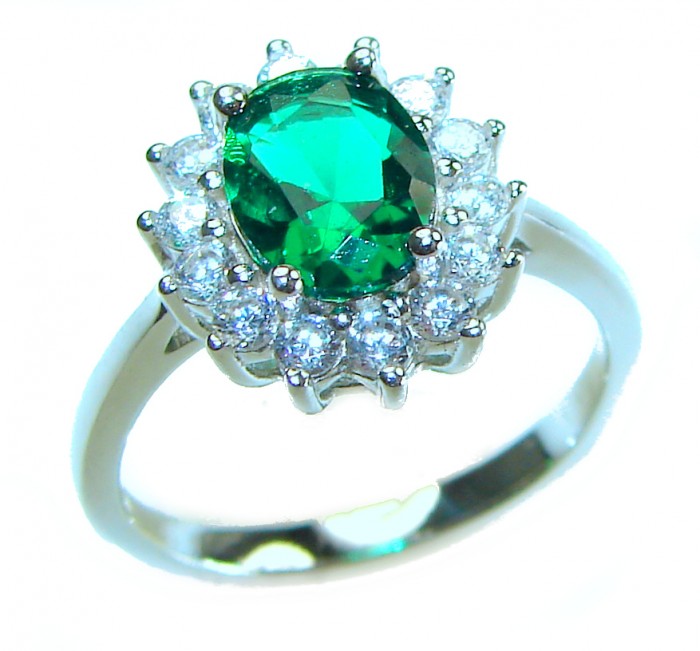 Luxurious 2.8 carat Chrome Diopside .925 Sterling Silver handmade ring s. 6 1/4