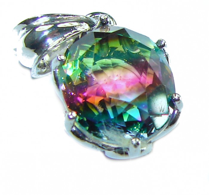 6.8 carat oval cut Brazilian Tourmaline .925 Sterling Silver Perfectly handcrafted pendant