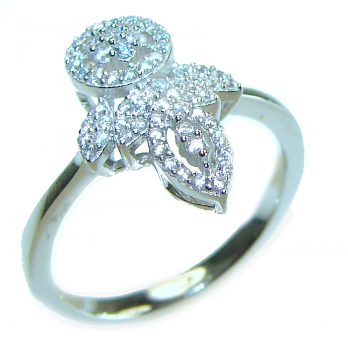 Exclusive 4.9 carat White Topaz .925 Sterling Silver handcrafted ring size 8