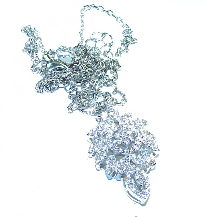 White Snake genuine 8.1 carat White Sapphire .925 Sterling Silver handmade necklace