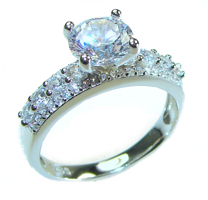 Exclusive 4.9 carat White Topaz .925 Sterling Silver handcrafted ring size 9