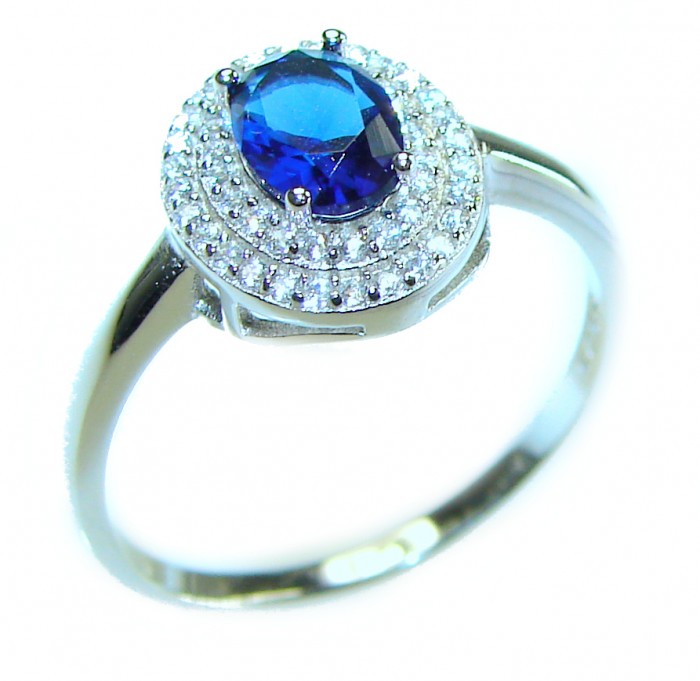 2.5 carat Sapphire .925 Sterling Silver handcrafted ring; s. 6 1/4