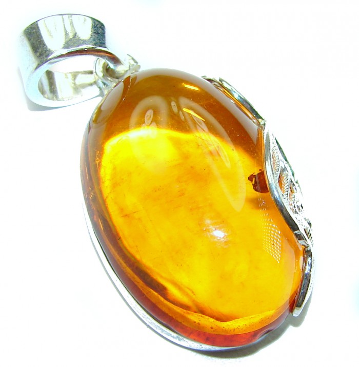 Authentic Golden Baltic Amber .925 Sterling Silver beautifully handcrafted Pendant