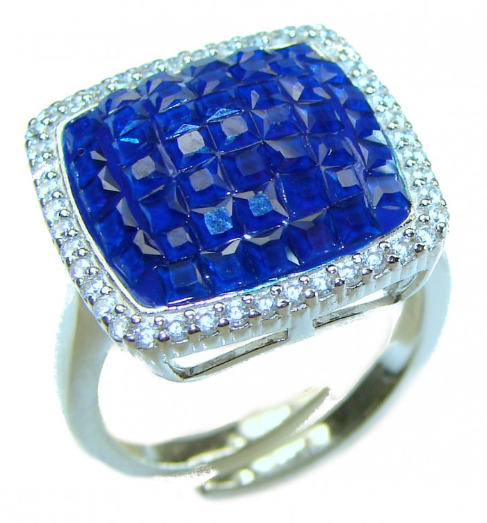 Luxurious 11.8 carat Sapphire .925 Sterling Silver handcrafted Ring size 7 adjustable - video