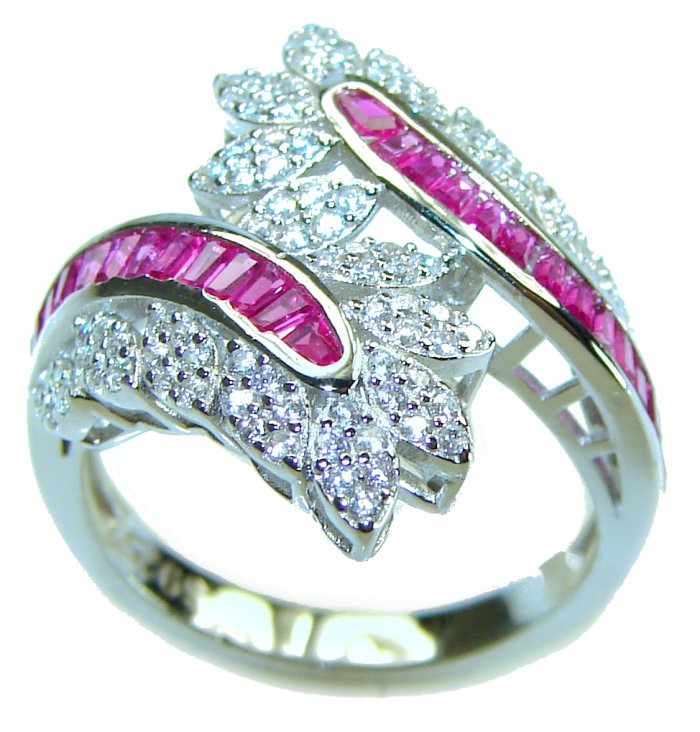 Luxurious 4.2 carat Ruby .925 Sterling Silver handcrafted Ring size 6 1/4 - video