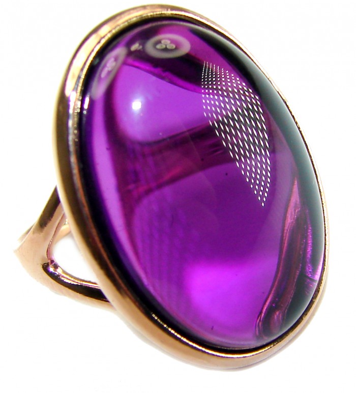 Purple Full Moon 21.2 carat Amethyst 14K Gold over .925 Sterling Silver Handcrafted Large Ring size 7