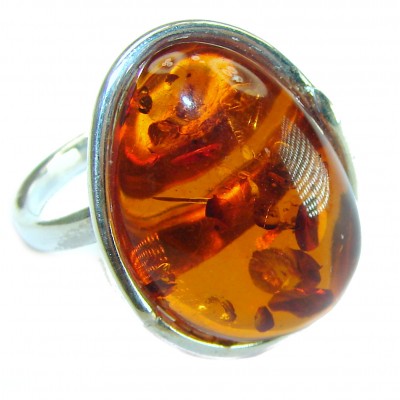 Authentic Baltic Amber .925 Sterling Silver handcrafted ring s. 8