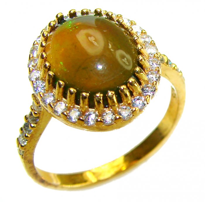 A COSMIC POWER Genuine 10.2 carat Black Opal 18K Gold over .925 Sterling Silver handmade Ring size 8 - video