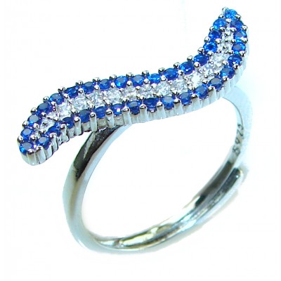 Divas's Dream 5.4 carat natural Sapphire .925 Sterling Silver handcrafted ring; s. 7