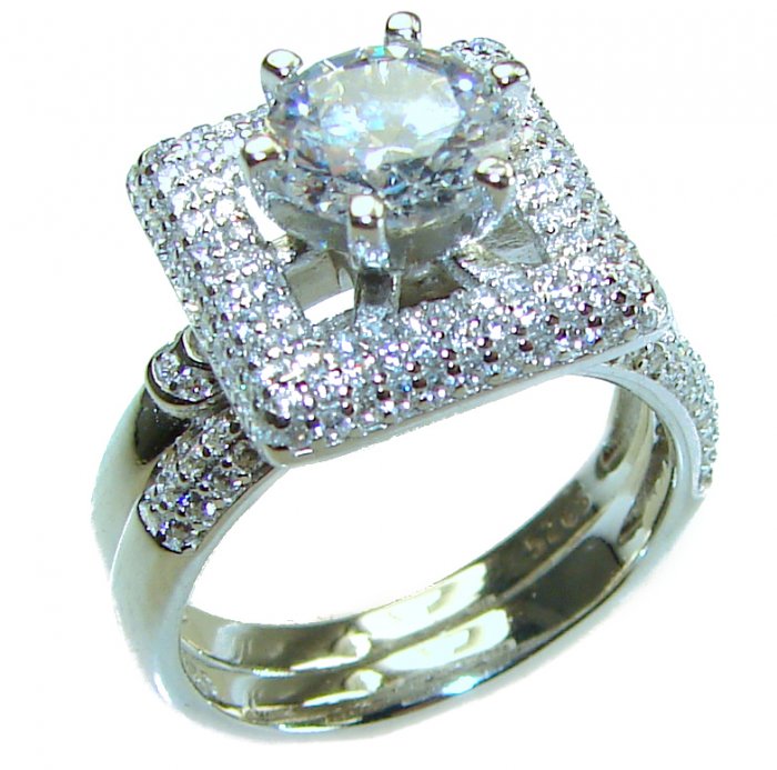 Dazzling - Exclusive 5.6 carat White Topaz .925 Sterling Silver handcrafted Stackable ring size 8 - video