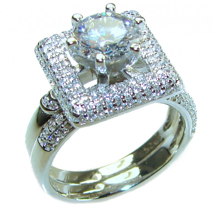 Dazzling - Exclusive 5.6 carat White Topaz .925 Sterling Silver handcrafted Stackable ring size 8