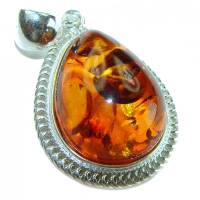 Authentic Golden Baltic Amber .925 Sterling Silver beautifully handcrafted Pendant