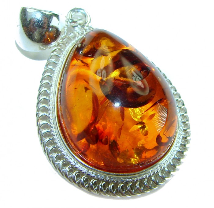 Authentic Golden Baltic Amber .925 Sterling Silver beautifully handcrafted Pendant