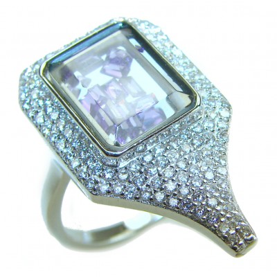 Moving Amethyst Stones 6.4 carat African Amethyst .925 Sterling Silver Handcrafted Ring size 8