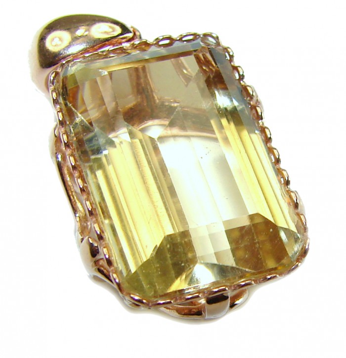 10.3 carat Lemon Quartz 14K Gold over .925 Sterling Silver handcrafted pendant