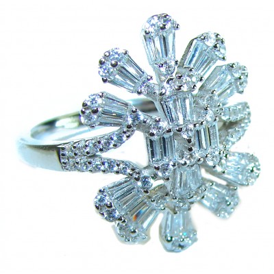 Exclusive 4.9 carat White Topaz .925 Sterling Silver handcrafted ring size 7