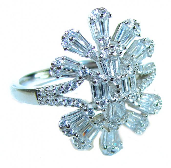 Exclusive 4.9 carat White Topaz .925 Sterling Silver handcrafted ring size 7