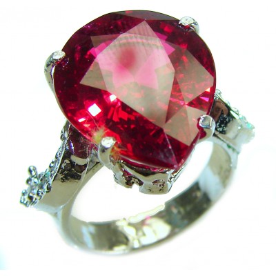 Bella Rosa authentic 22.5 carat Red Topaz .925 Silver handcrafted Cocktail Ring s. 7 3/4